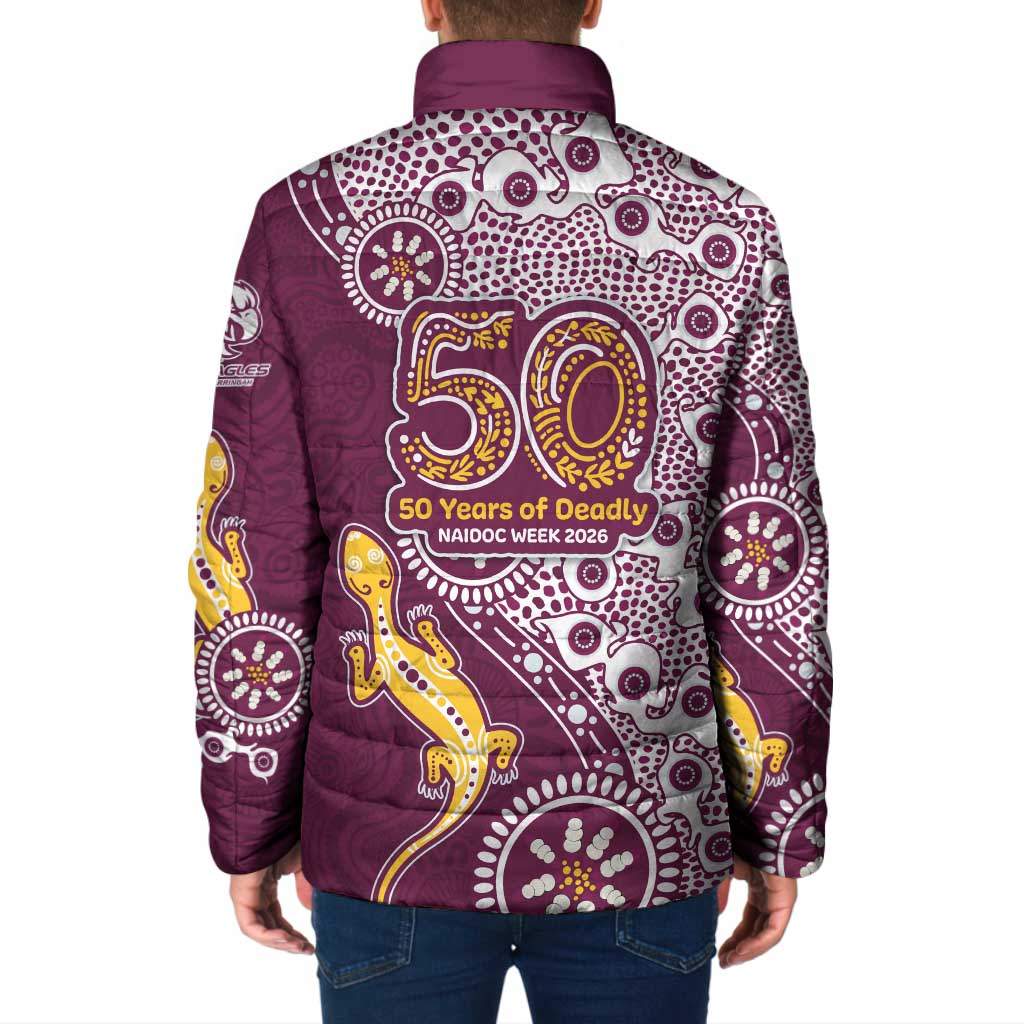 Manly Warringah Sea Eagles NAIDOC Week 2026 Padded Jacket Aboriginal Lizard Dot Painting - 50 Years of Deadly