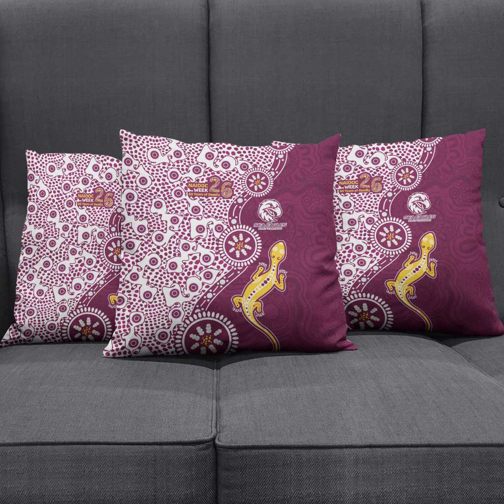 Manly Warringah Sea Eagles NAIDOC Week 2026 Pillow Cover Aboriginal Lizard Dot Painting - 50 Years of Deadly
