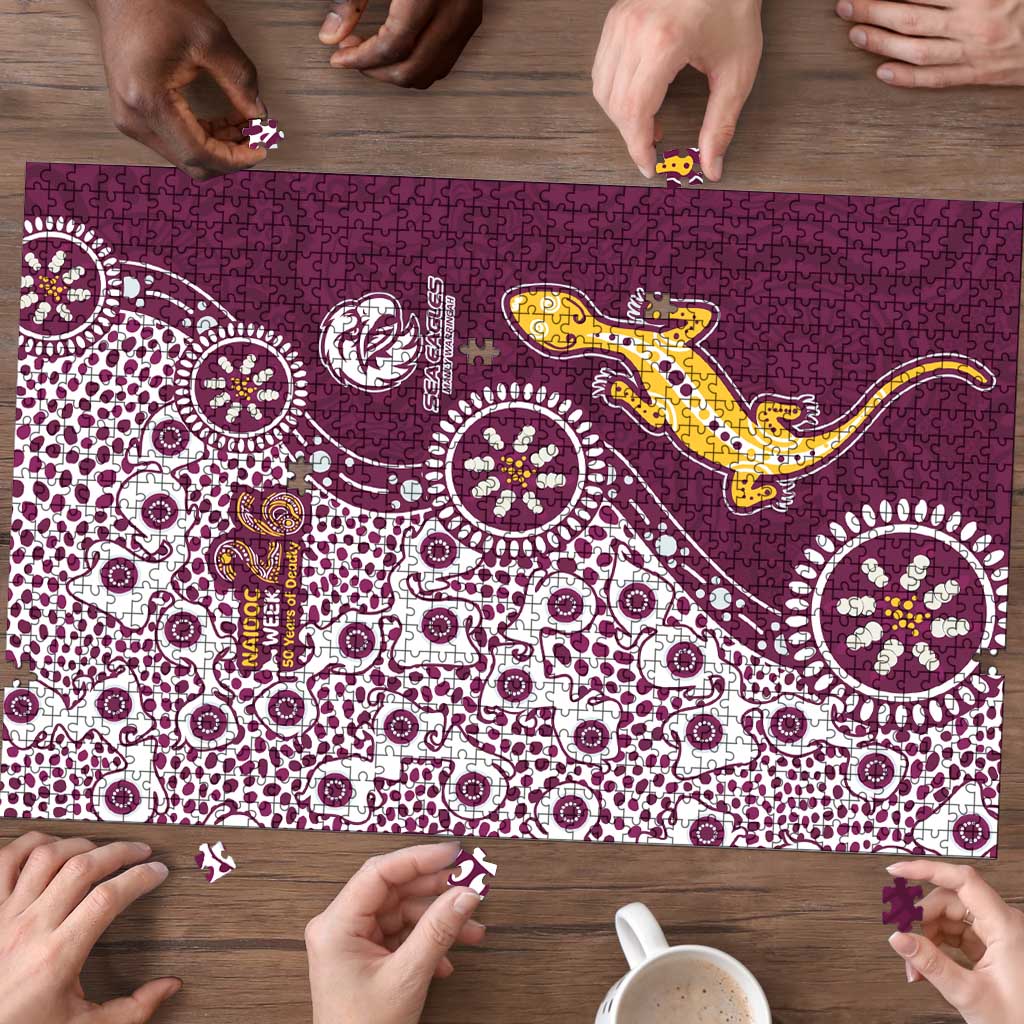 Manly Warringah Sea Eagles NAIDOC Week 2026 Puzzle Aboriginal Lizard Dot Painting - 50 Years of Deadly