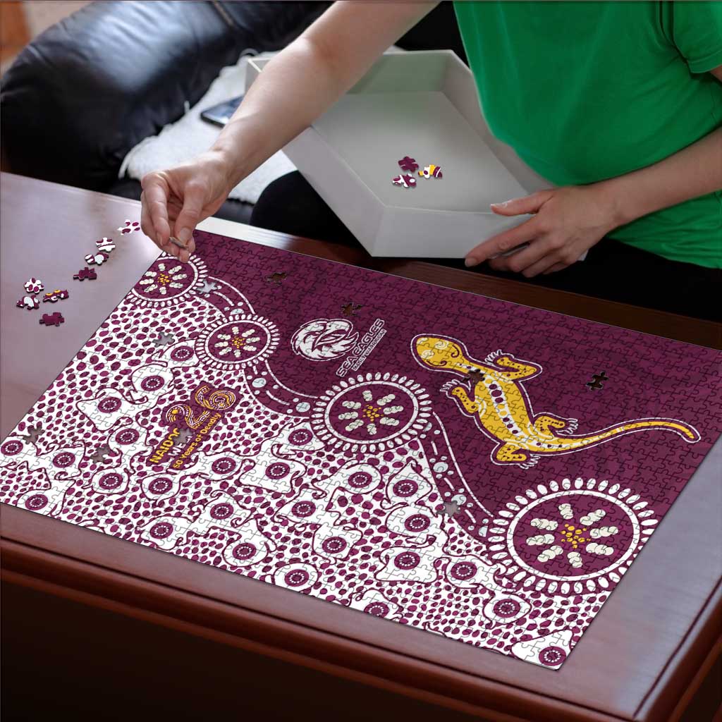 Manly Warringah Sea Eagles NAIDOC Week 2026 Puzzle Aboriginal Lizard Dot Painting - 50 Years of Deadly