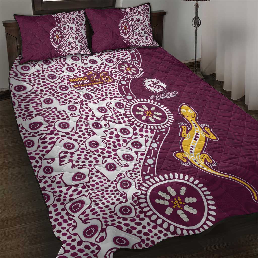 Manly Warringah Sea Eagles NAIDOC Week 2026 Quilt Bed Set Aboriginal Lizard Dot Painting - 50 Years of Deadly