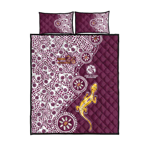 Manly Warringah Sea Eagles NAIDOC Week 2026 Quilt Bed Set Aboriginal Lizard Dot Painting - 50 Years of Deadly