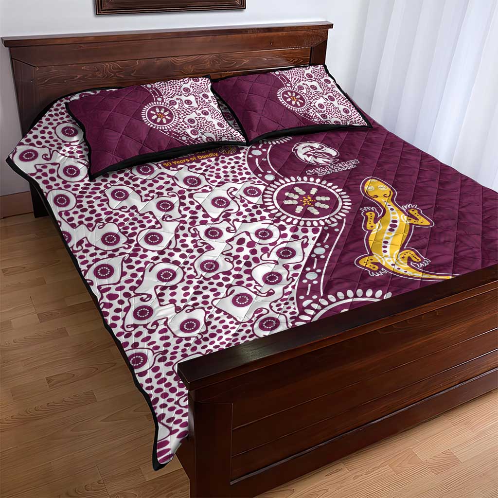 Manly Warringah Sea Eagles NAIDOC Week 2026 Quilt Bed Set Aboriginal Lizard Dot Painting - 50 Years of Deadly