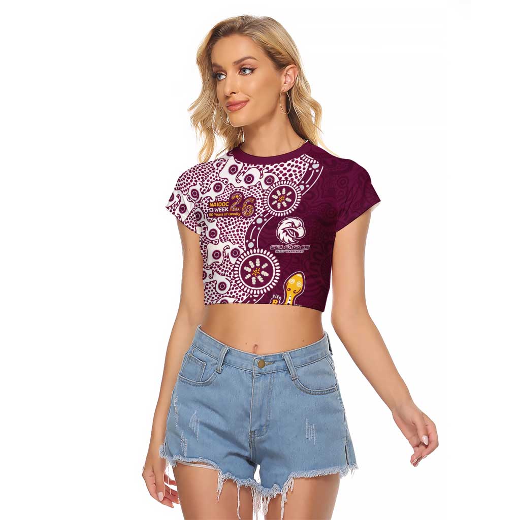 Manly Warringah Sea Eagles NAIDOC Week 2026 Raglan Cropped T Shirt Aboriginal Lizard Dot Painting - 50 Years of Deadly