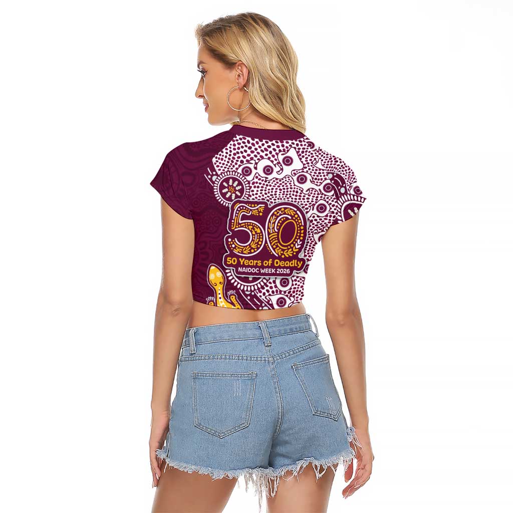 Manly Warringah Sea Eagles NAIDOC Week 2026 Raglan Cropped T Shirt Aboriginal Lizard Dot Painting - 50 Years of Deadly