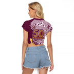 Manly Warringah Sea Eagles NAIDOC Week 2026 Raglan Cropped T Shirt Aboriginal Lizard Dot Painting - 50 Years of Deadly