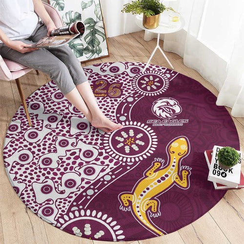 Manly Warringah Sea Eagles NAIDOC Week 2026 Round Carpet Aboriginal Lizard Dot Painting - 50 Years of Deadly