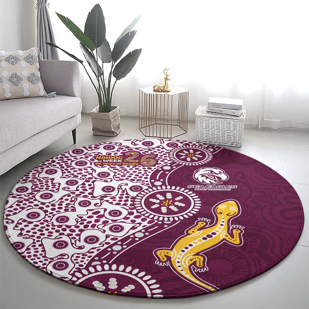Manly Warringah Sea Eagles NAIDOC Week 2026 Round Carpet Aboriginal Lizard Dot Painting - 50 Years of Deadly