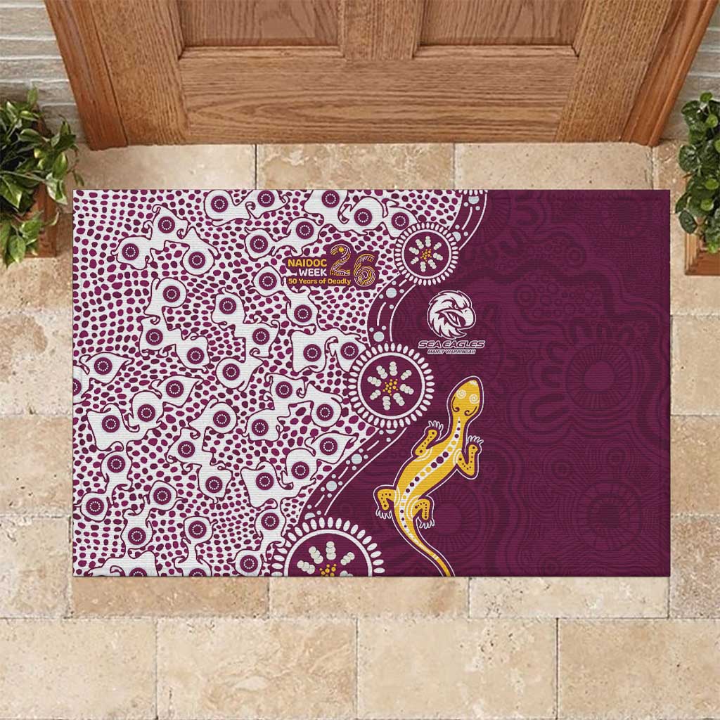 Manly Warringah Sea Eagles NAIDOC Week 2026 Rubber Doormat Aboriginal Lizard Dot Painting - 50 Years of Deadly