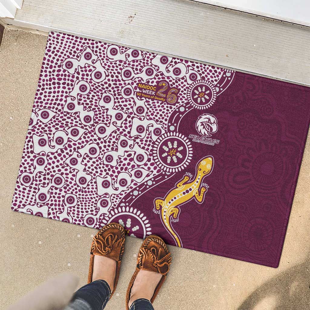 Manly Warringah Sea Eagles NAIDOC Week 2026 Rubber Doormat Aboriginal Lizard Dot Painting - 50 Years of Deadly