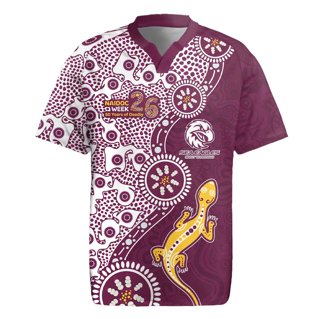 Manly Warringah Sea Eagles NAIDOC Week 2026 Rugby Jersey Aboriginal Lizard Dot Painting - 50 Years of Deadly