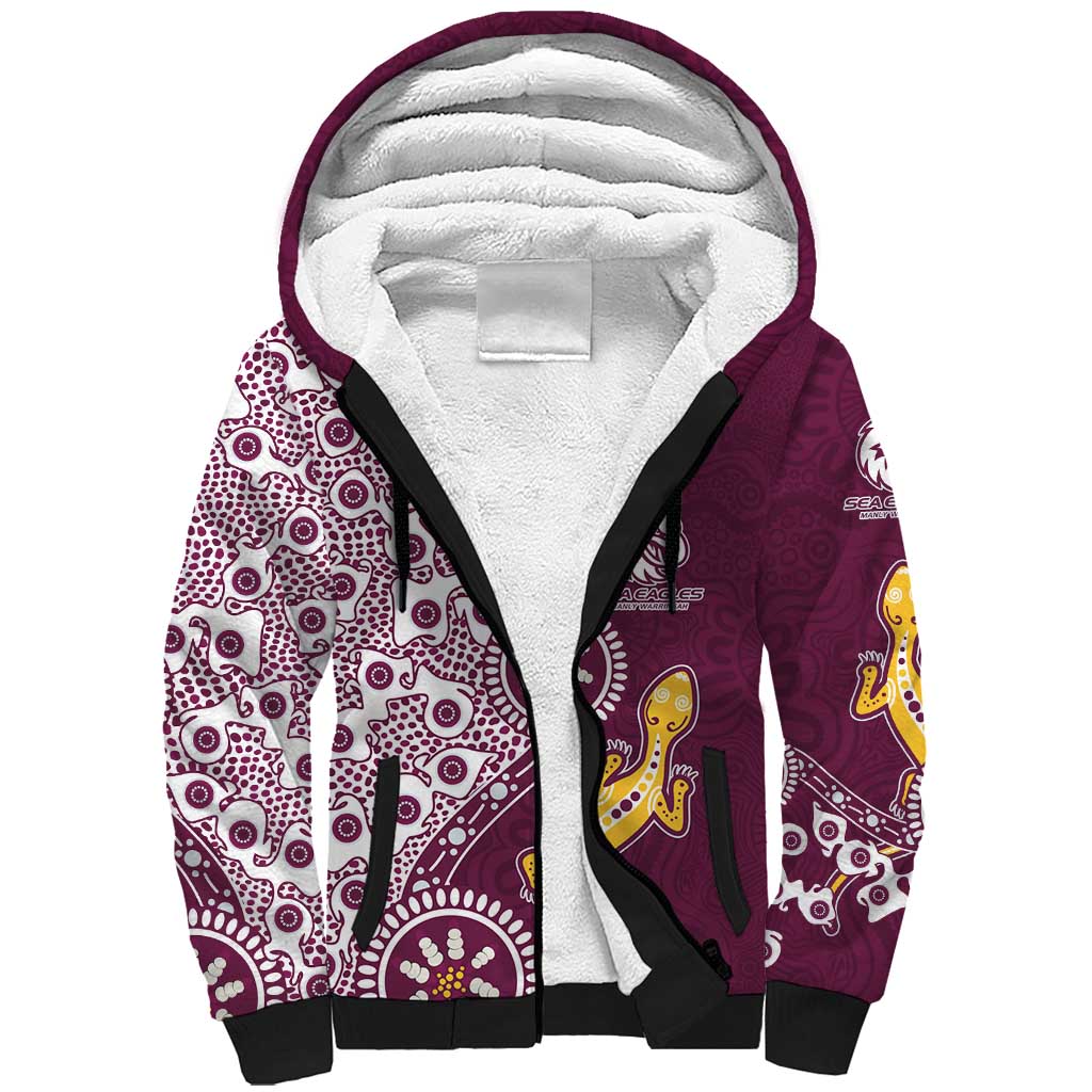 Manly Warringah Sea Eagles NAIDOC Week 2026 Sherpa Hoodie Aboriginal Lizard Dot Painting - 50 Years of Deadly