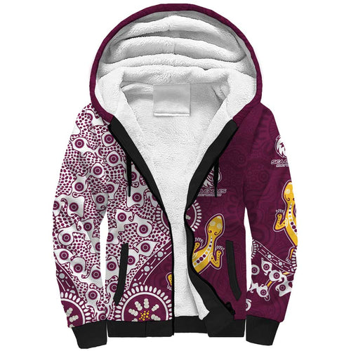 Manly Warringah Sea Eagles NAIDOC Week 2026 Sherpa Hoodie Aboriginal Lizard Dot Painting - 50 Years of Deadly