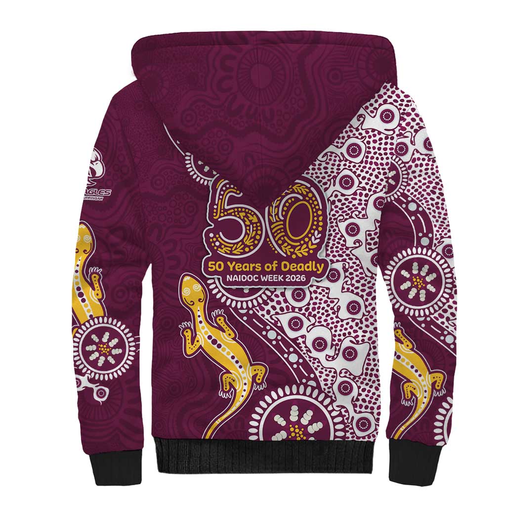 Manly Warringah Sea Eagles NAIDOC Week 2026 Sherpa Hoodie Aboriginal Lizard Dot Painting - 50 Years of Deadly