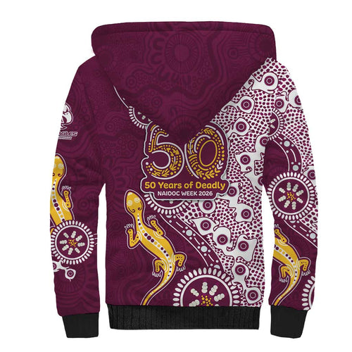 Manly Warringah Sea Eagles NAIDOC Week 2026 Sherpa Hoodie Aboriginal Lizard Dot Painting - 50 Years of Deadly