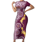 Manly Warringah Sea Eagles NAIDOC Week 2026 Short Sleeve Bodycon Dress Aboriginal Lizard Dot Painting - 50 Years of Deadly
