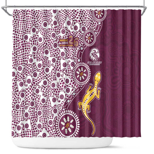 Manly Warringah Sea Eagles NAIDOC Week 2026 Shower Curtain Aboriginal Lizard Dot Painting - 50 Years of Deadly