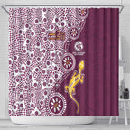 Manly Warringah Sea Eagles NAIDOC Week 2026 Shower Curtain Aboriginal Lizard Dot Painting - 50 Years of Deadly