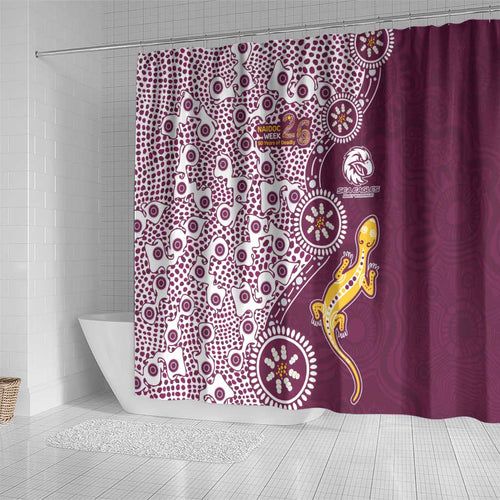 Manly Warringah Sea Eagles NAIDOC Week 2026 Shower Curtain Aboriginal Lizard Dot Painting - 50 Years of Deadly