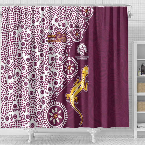 Manly Warringah Sea Eagles NAIDOC Week 2026 Shower Curtain Aboriginal Lizard Dot Painting - 50 Years of Deadly