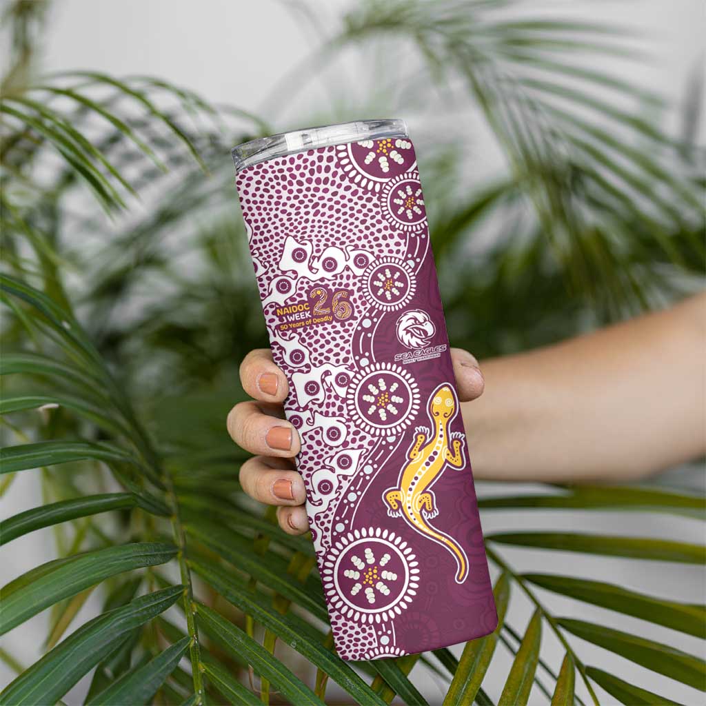 Manly Warringah Sea Eagles NAIDOC Week 2026 Skinny Tumbler Aboriginal Lizard Dot Painting - 50 Years of Deadly