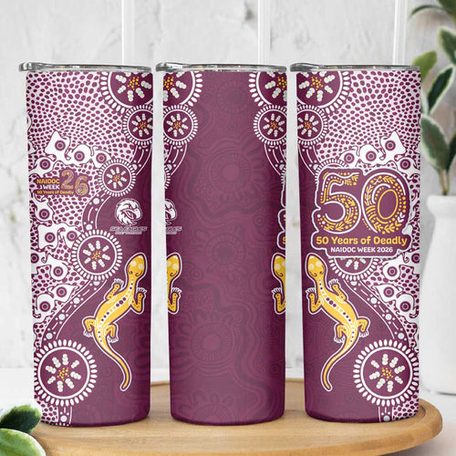 Manly Warringah Sea Eagles NAIDOC Week 2026 Skinny Tumbler Aboriginal Lizard Dot Painting - 50 Years of Deadly