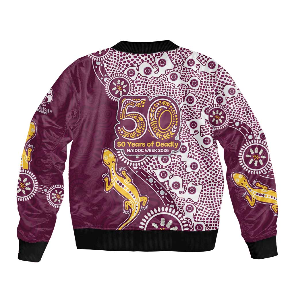Manly Warringah Sea Eagles NAIDOC Week 2026 Sleeve Zip Bomber Jacket Aboriginal Lizard Dot Painting - 50 Years of Deadly
