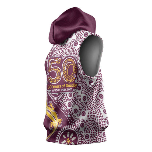 Manly Warringah Sea Eagles NAIDOC Week 2026 Sleeveless Hoodie Aboriginal Lizard Dot Painting - 50 Years of Deadly