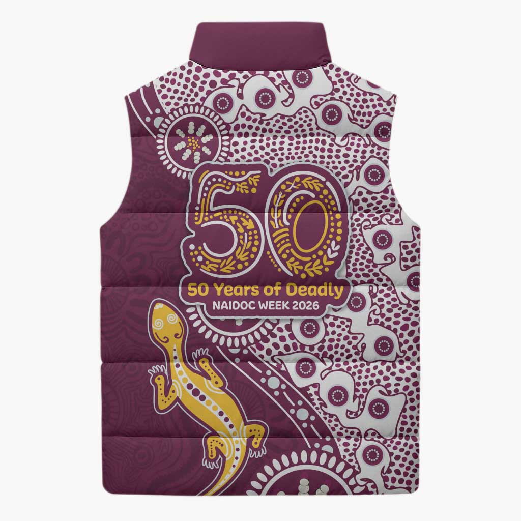 Manly Warringah Sea Eagles NAIDOC Week 2026 Sleeveless Puffer Jacket Aboriginal Lizard Dot Painting - 50 Years of Deadly