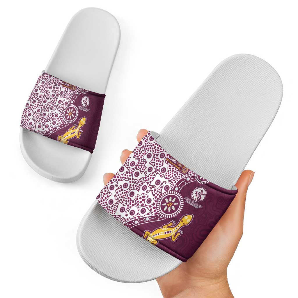 Manly Warringah Sea Eagles NAIDOC Week 2026 Slide Sandals Aboriginal Lizard Dot Painting - 50 Years of Deadly