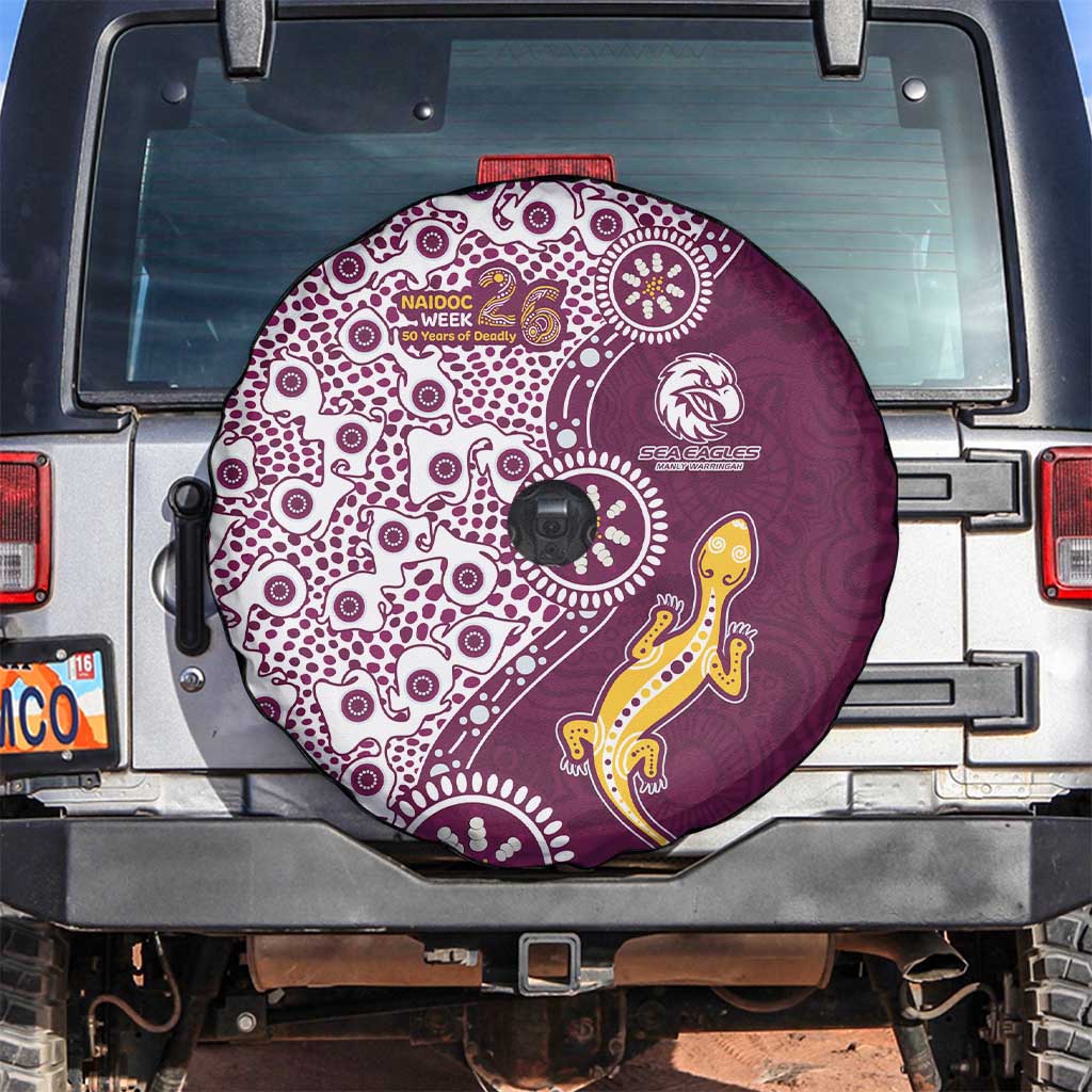 Manly Warringah Sea Eagles NAIDOC Week 2026 Spare Tire Cover Aboriginal Lizard Dot Painting - 50 Years of Deadly