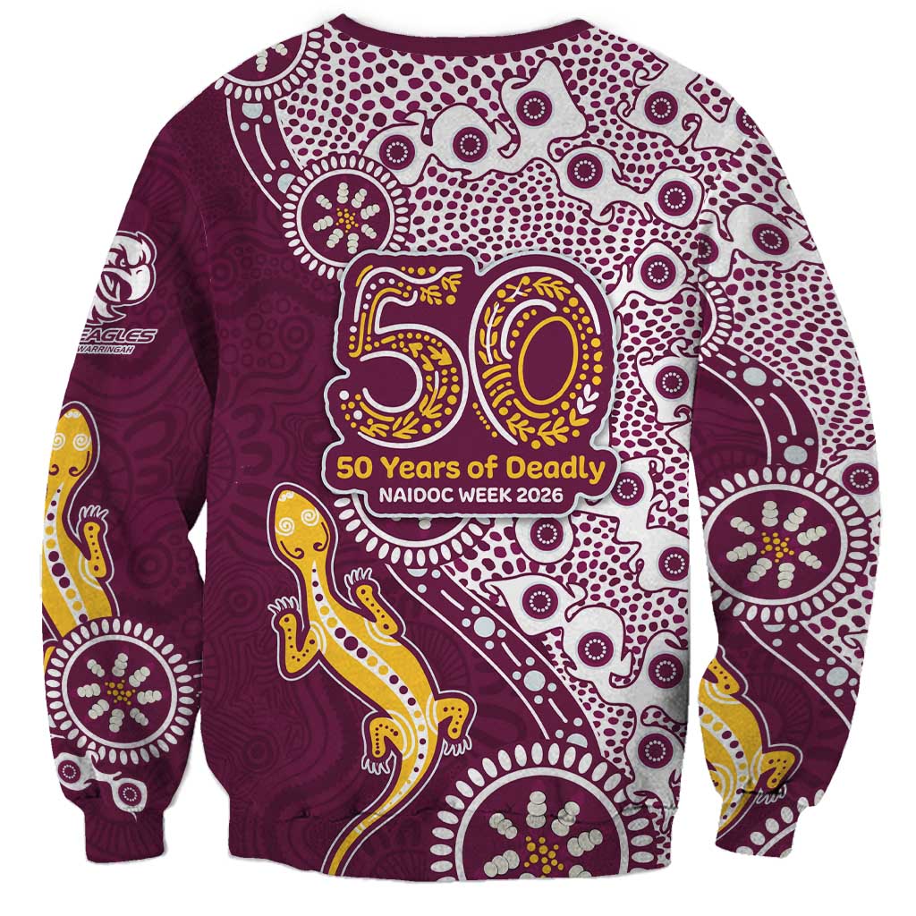 Manly Warringah Sea Eagles NAIDOC Week 2026 Sweatshirt Aboriginal Lizard Dot Painting - 50 Years of Deadly