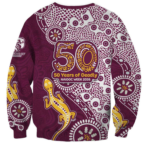 Manly Warringah Sea Eagles NAIDOC Week 2026 Sweatshirt Aboriginal Lizard Dot Painting - 50 Years of Deadly
