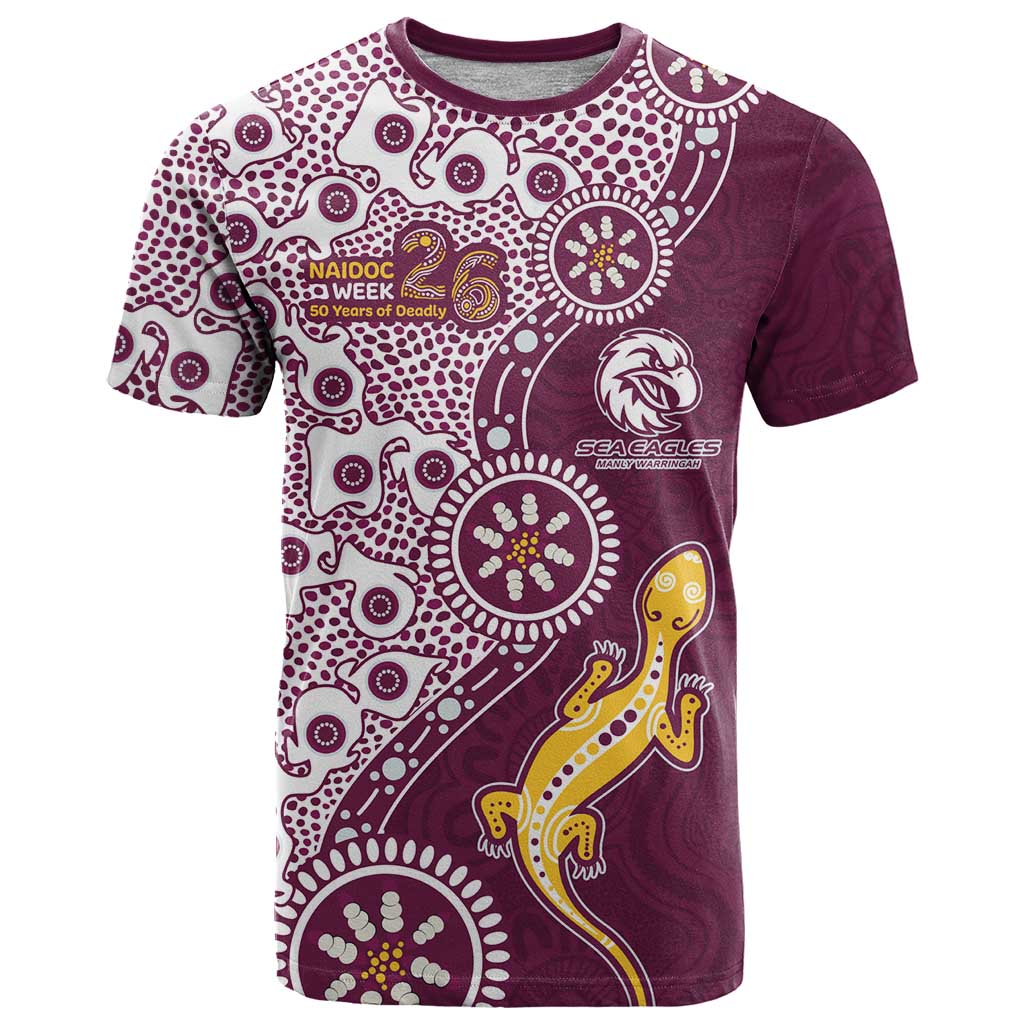 Manly Warringah Sea Eagles NAIDOC Week 2026 T Shirt Aboriginal Lizard Dot Painting - 50 Years of Deadly