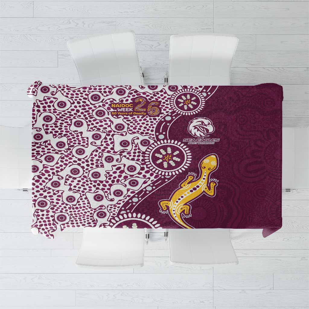 Manly Warringah Sea Eagles NAIDOC Week 2026 Tablecloth Aboriginal Lizard Dot Painting - 50 Years of Deadly