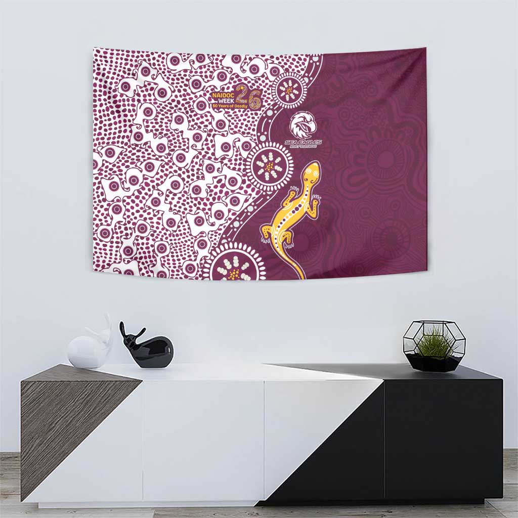 Manly Warringah Sea Eagles NAIDOC Week 2026 Tapestry Aboriginal Lizard Dot Painting - 50 Years of Deadly