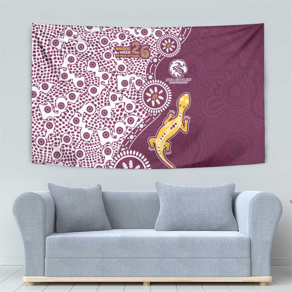 Manly Warringah Sea Eagles NAIDOC Week 2026 Tapestry Aboriginal Lizard Dot Painting - 50 Years of Deadly