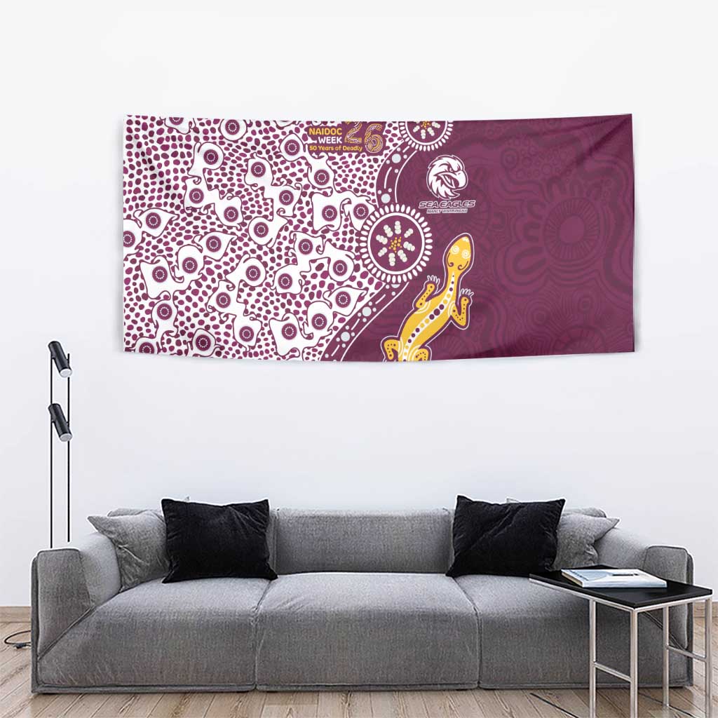 Manly Warringah Sea Eagles NAIDOC Week 2026 Tapestry Aboriginal Lizard Dot Painting - 50 Years of Deadly