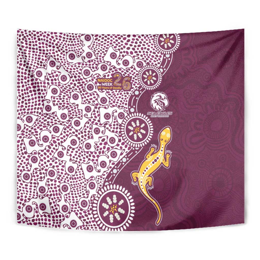 Manly Warringah Sea Eagles NAIDOC Week 2026 Tapestry Aboriginal Lizard Dot Painting - 50 Years of Deadly