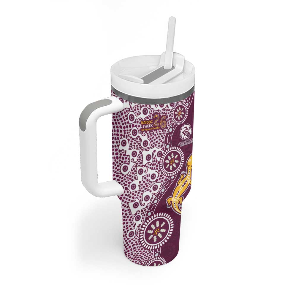Manly Warringah Sea Eagles NAIDOC Week 2026 Tumbler With Handle Aboriginal Lizard Dot Painting - 50 Years of Deadly