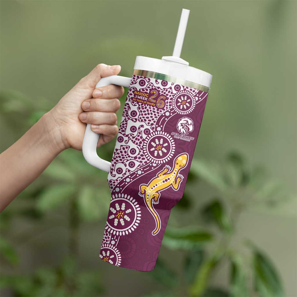 Manly Warringah Sea Eagles NAIDOC Week 2026 Tumbler With Handle Aboriginal Lizard Dot Painting - 50 Years of Deadly