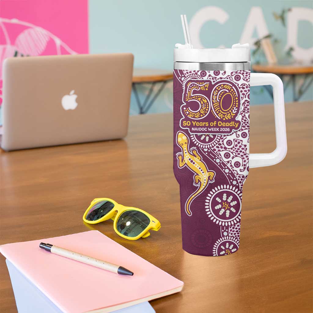 Manly Warringah Sea Eagles NAIDOC Week 2026 Tumbler With Handle Aboriginal Lizard Dot Painting - 50 Years of Deadly