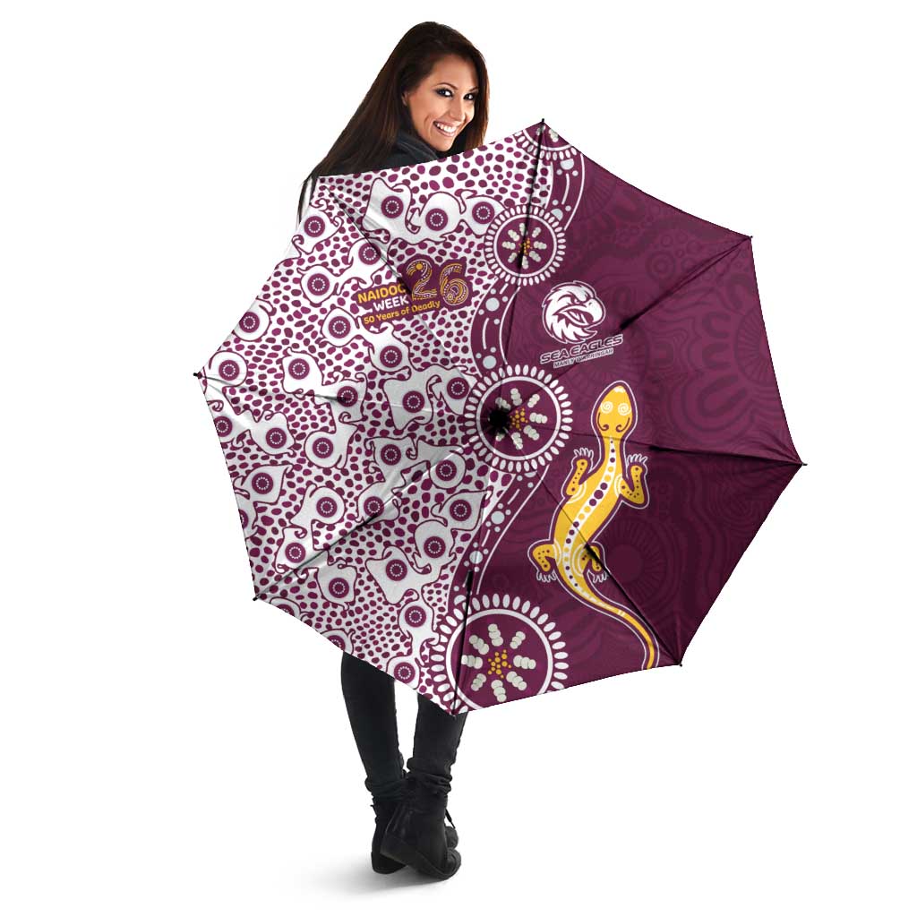 Manly Warringah Sea Eagles NAIDOC Week 2026 Umbrella Aboriginal Lizard Dot Painting - 50 Years of Deadly