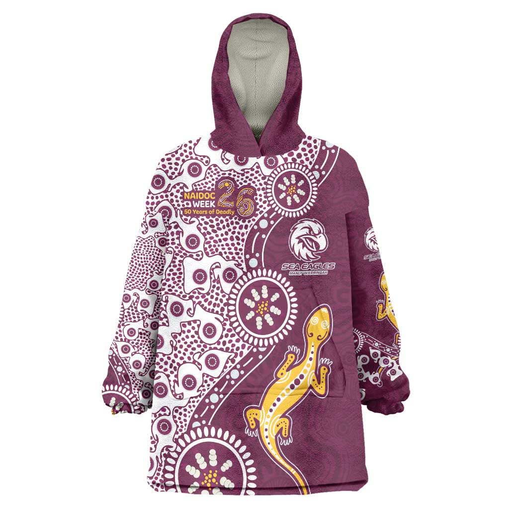 Manly Warringah Sea Eagles NAIDOC Week 2026 Wearable Blanket Hoodie Aboriginal Lizard Dot Painting - 50 Years of Deadly