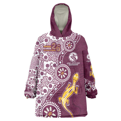 Manly Warringah Sea Eagles NAIDOC Week 2026 Wearable Blanket Hoodie Aboriginal Lizard Dot Painting - 50 Years of Deadly