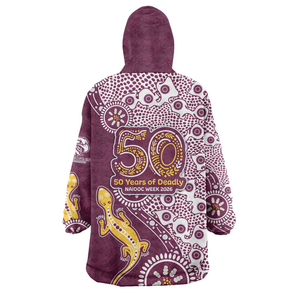 Manly Warringah Sea Eagles NAIDOC Week 2026 Wearable Blanket Hoodie Aboriginal Lizard Dot Painting - 50 Years of Deadly