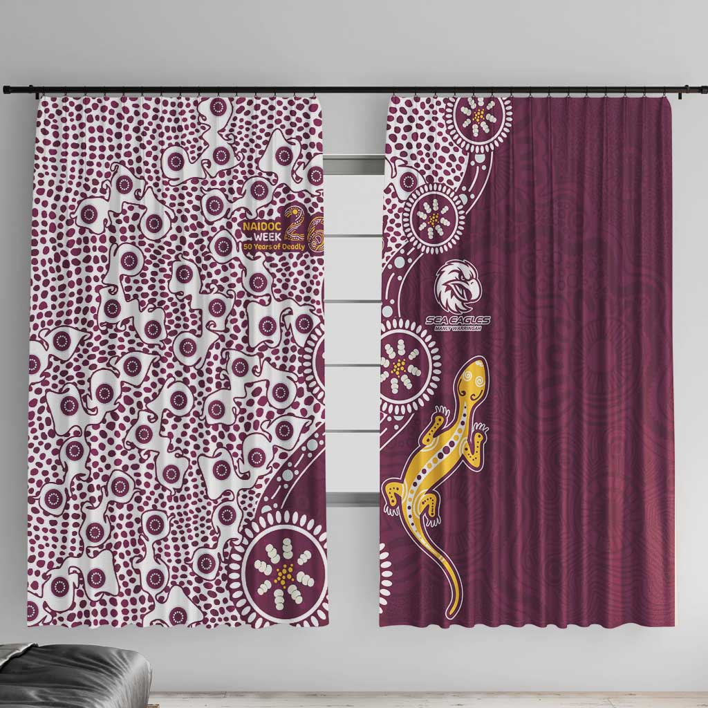 Manly Warringah Sea Eagles NAIDOC Week 2026 Window Curtain Aboriginal Lizard Dot Painting - 50 Years of Deadly