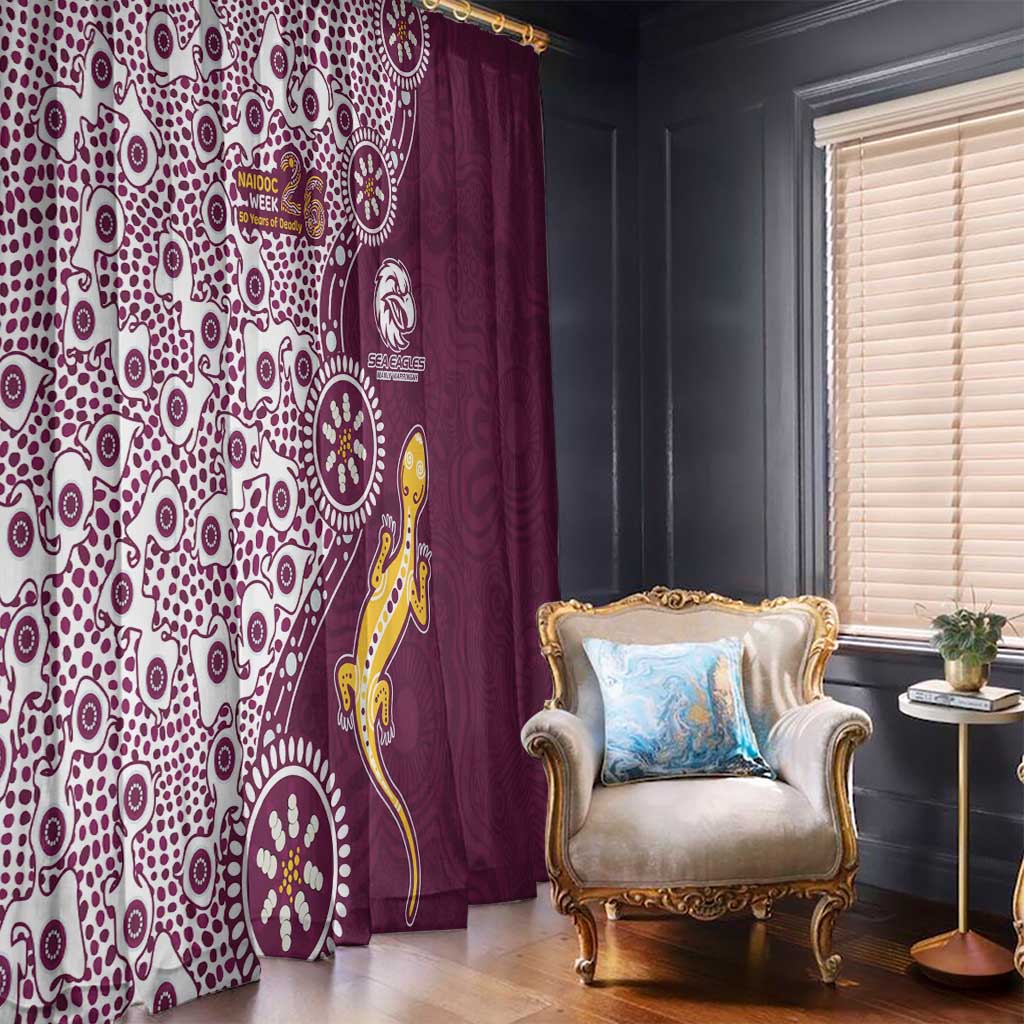 Manly Warringah Sea Eagles NAIDOC Week 2026 Window Curtain Aboriginal Lizard Dot Painting - 50 Years of Deadly