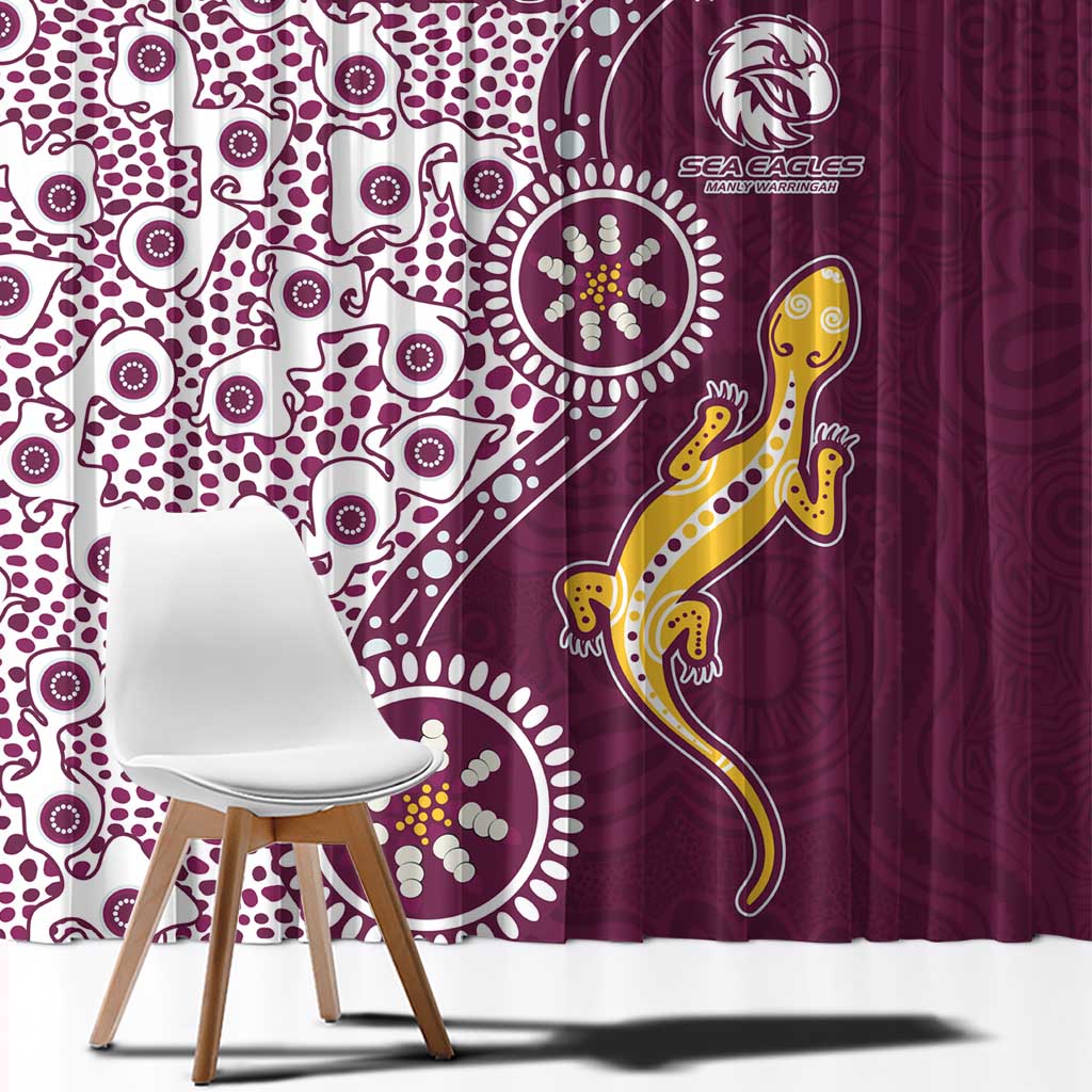Manly Warringah Sea Eagles NAIDOC Week 2026 Window Curtain Aboriginal Lizard Dot Painting - 50 Years of Deadly