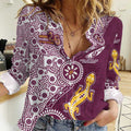 Manly Warringah Sea Eagles NAIDOC Week 2026 Women Casual Shirt Aboriginal Lizard Dot Painting - 50 Years of Deadly